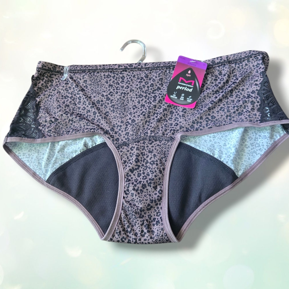 MAIDENFORM Women's Period Panty Light Bikini Size 2XL Animal Print